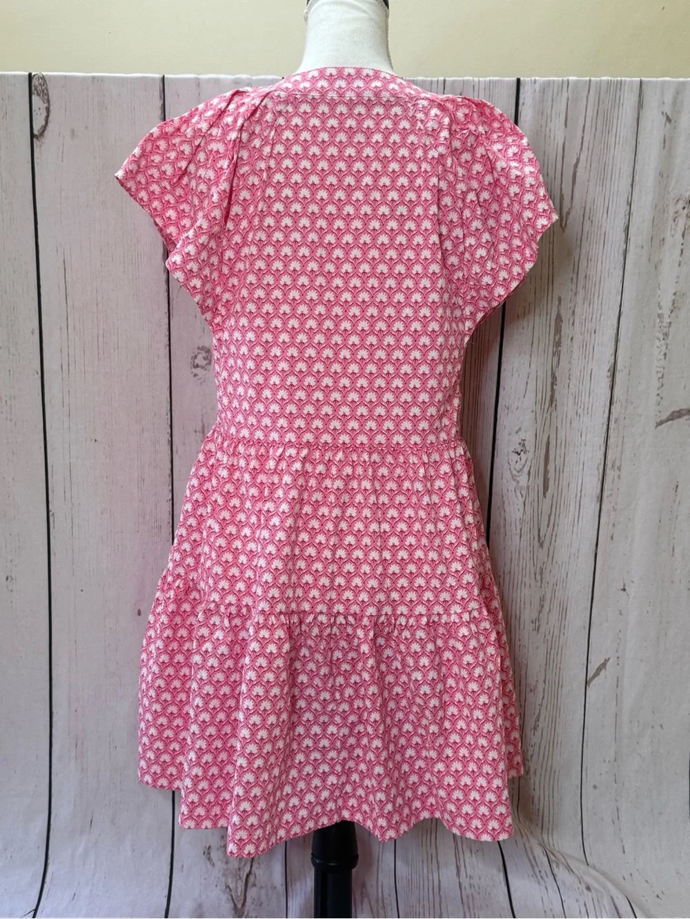 Vineyard Vines Pink Printed V-Neck Tiered Dress